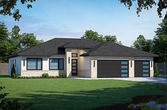 Contemporary, Modern House Plan 81416 with 3 Beds, 2 Baths, 3 Car Garage Elevation