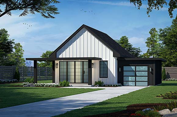 Modern House Plan 81418 with 2 Beds, 1 Baths, 1 Car Garage Elevation