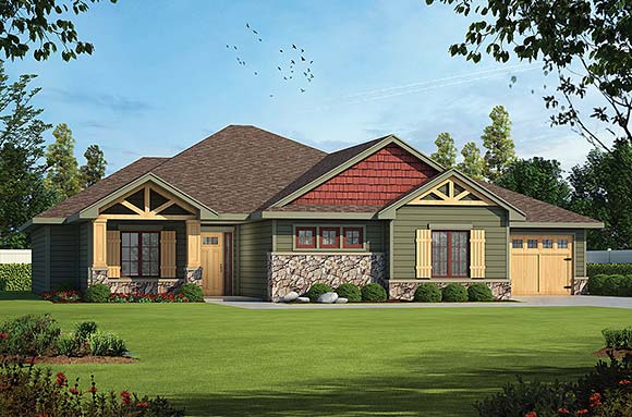 Craftsman House Plan 81422 with 3 Beds, 3 Baths, 4 Car Garage Elevation