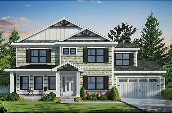 Craftsman, Traditional House Plan 81423 with 4 Beds, 3 Baths, 2 Car Garage Elevation