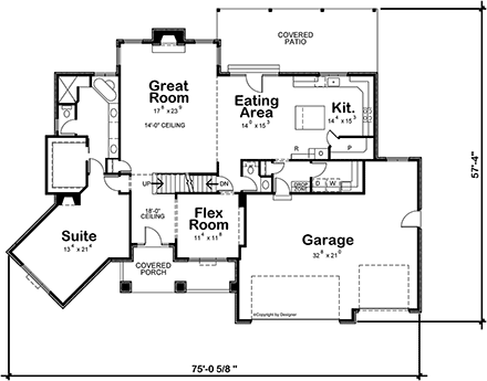 Craftsman House Plan 81430 with 4 Beds, 3 Baths, 3 Car Garage First Level Plan
