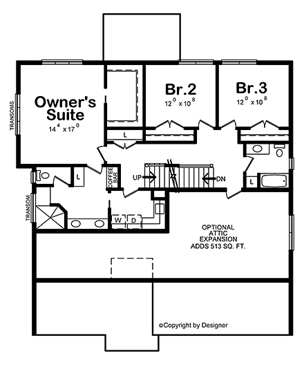 Bungalow, Craftsman House Plan 81436 with 3 Beds, 4 Baths, 2 Car Garage Second Level Plan