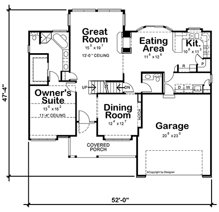 Traditional House Plan 81439 with 3 Beds, 3 Baths, 2 Car Garage First Level Plan
