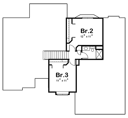 Traditional House Plan 81439 with 3 Beds, 3 Baths, 2 Car Garage Second Level Plan