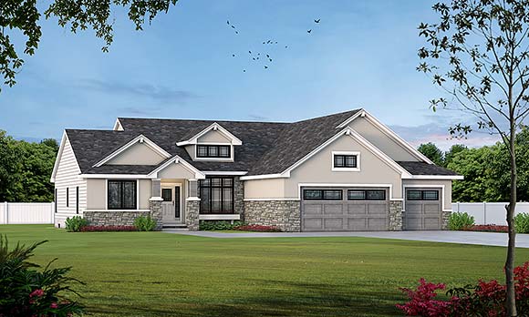 Traditional House Plan 81447 with 4 Beds, 4 Baths, 3 Car Garage Elevation