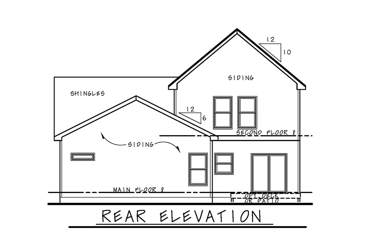 Traditional House Plan 81452 with 4 Beds, 4 Baths, 2 Car Garage Rear Elevation