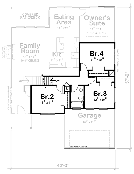 Traditional House Plan 81453 with 4 Beds, 3 Baths, 2 Car Garage Second Level Plan