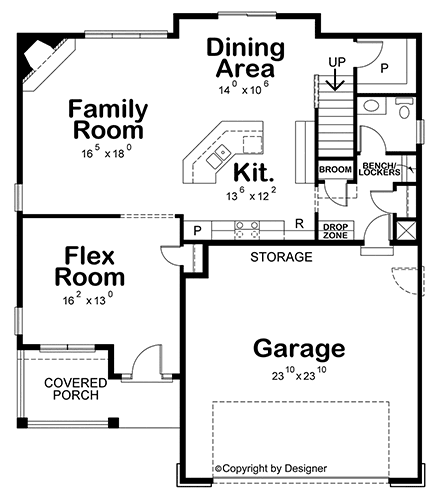 Craftsman House Plan 81457 with 4 Beds, 3 Baths, 2 Car Garage First Level Plan