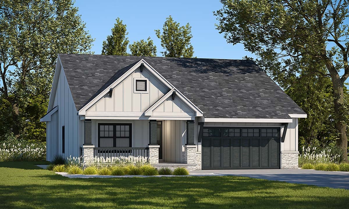 House Plan 81467 - Farmhouse Style with 1452 Sq Ft, 3 Bed, 2 Bath