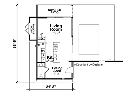 Modern House Plan 81470 with 1 Beds, 2 Baths First Level Plan