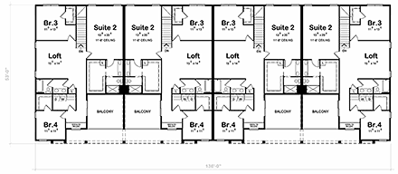 Modern Multi-Family Plan 81473 with 4 Beds, 4 Baths, 1 Car Garage Second Level Plan