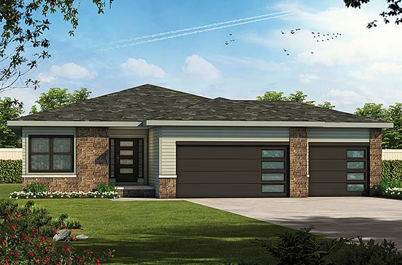 Contemporary House Plan 81476 with 2 Beds, 2 Baths, 3 Car Garage Elevation