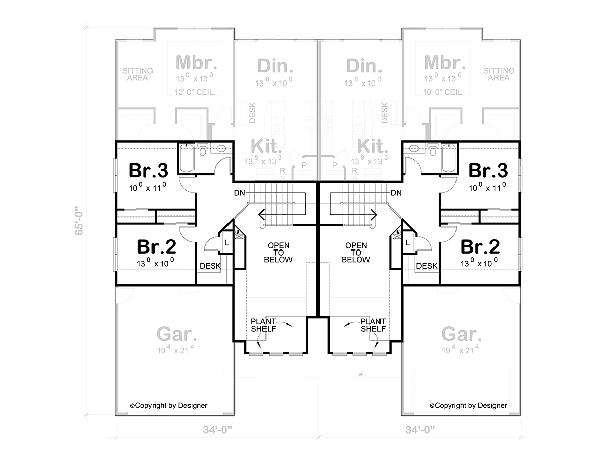 Farmhouse Multi-Family Plan 81484 with 6 Beds, 6 Baths, 4 Car Garage Level Two
