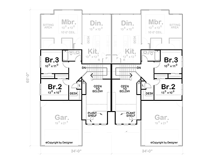 Farmhouse Multi-Family Plan 81484 with 6 Beds, 6 Baths, 4 Car Garage Second Level Plan