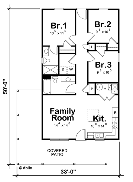 Cabin, Contemporary, Cottage House Plan 81487 with 3 Beds, 2 Baths First Level Plan