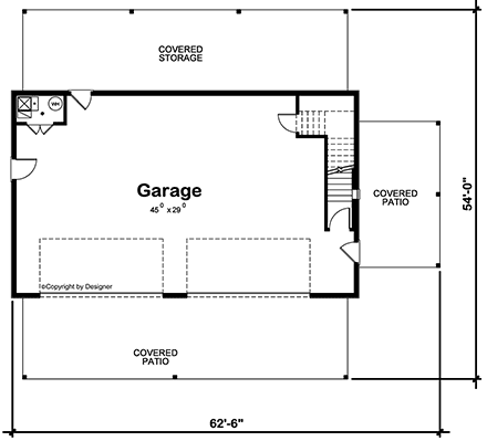 Barndominium, Country Garage-Living Plan 81488 with 2 Beds, 1 Baths, 4 Car Garage First Level Plan