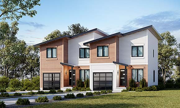 Contemporary, Modern Multi-Family Plan 81490 with 6 Beds, 6 Baths, 2 Car Garage Elevation