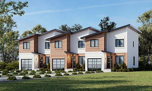 Contemporary, Modern Multi-Family Plan 81491 with 6 Beds, 6 Baths, 3 Car Garage Elevation