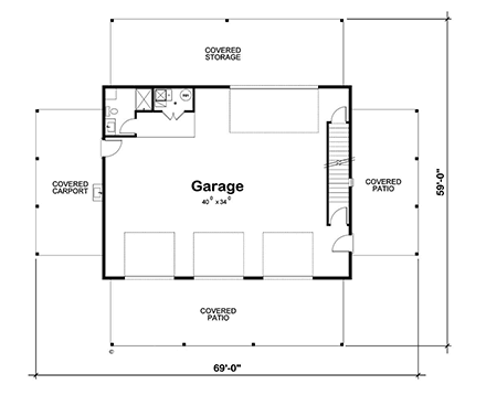 Country, Farmhouse 3 Car Garage Plan 81494 First Level Plan