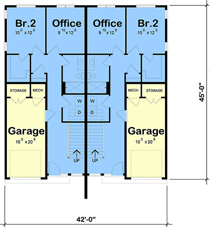 Contemporary, Modern Multi-Family Plan 81495 with 4 Beds, 6 Baths, 2 Car Garage First Level Plan