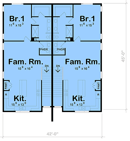 Contemporary, Modern Multi-Family Plan 81495 with 4 Beds, 6 Baths, 2 Car Garage Second Level Plan