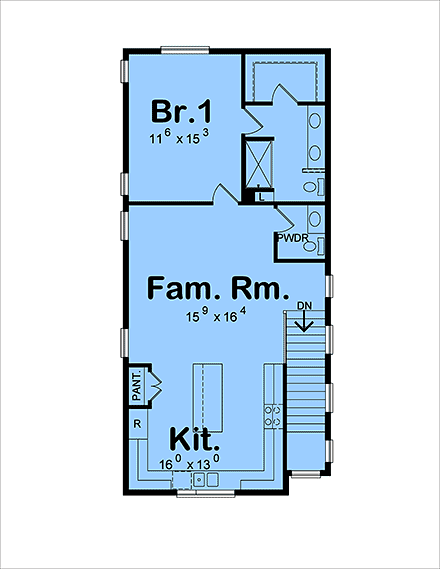 Contemporary, Modern House Plan 81498 with 2 Beds, 3 Baths, 1 Car Garage Second Level Plan