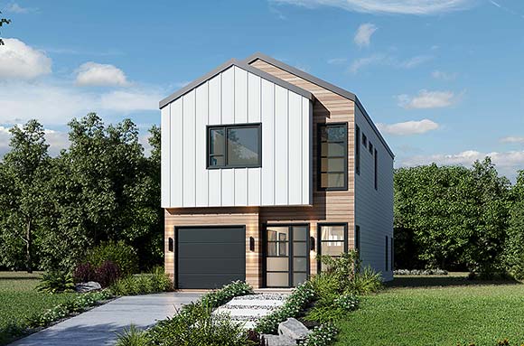 Contemporary, Modern House Plan 81498 with 2 Beds, 3 Baths, 1 Car Garage Elevation