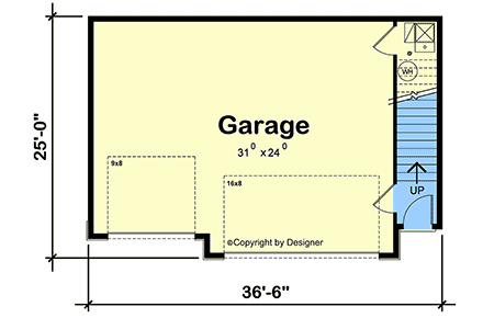 Contemporary, Modern Garage-Living Plan 81499 with 1 Beds, 1 Baths, 3 Car Garage First Level Plan