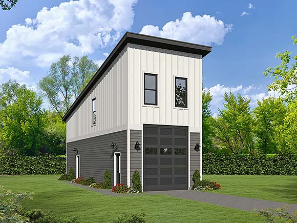 Contemporary, Modern 2 Car Garage Plan 81502 Elevation