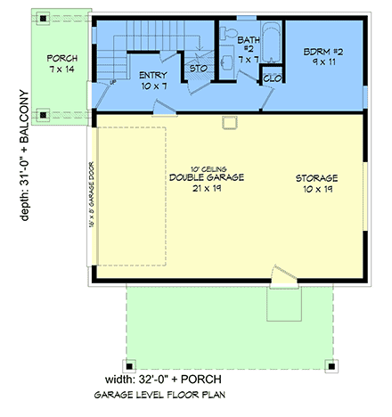 Coastal, Contemporary, Modern Garage-Living Plan 81504 with 2 Beds, 3 Baths, 2 Car Garage First Level Plan