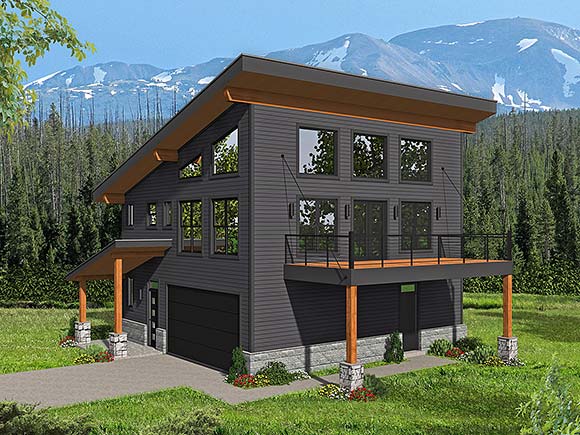 Coastal, Contemporary, Modern Garage-Living Plan 81504 with 2 Beds, 3 Baths, 2 Car Garage Elevation
