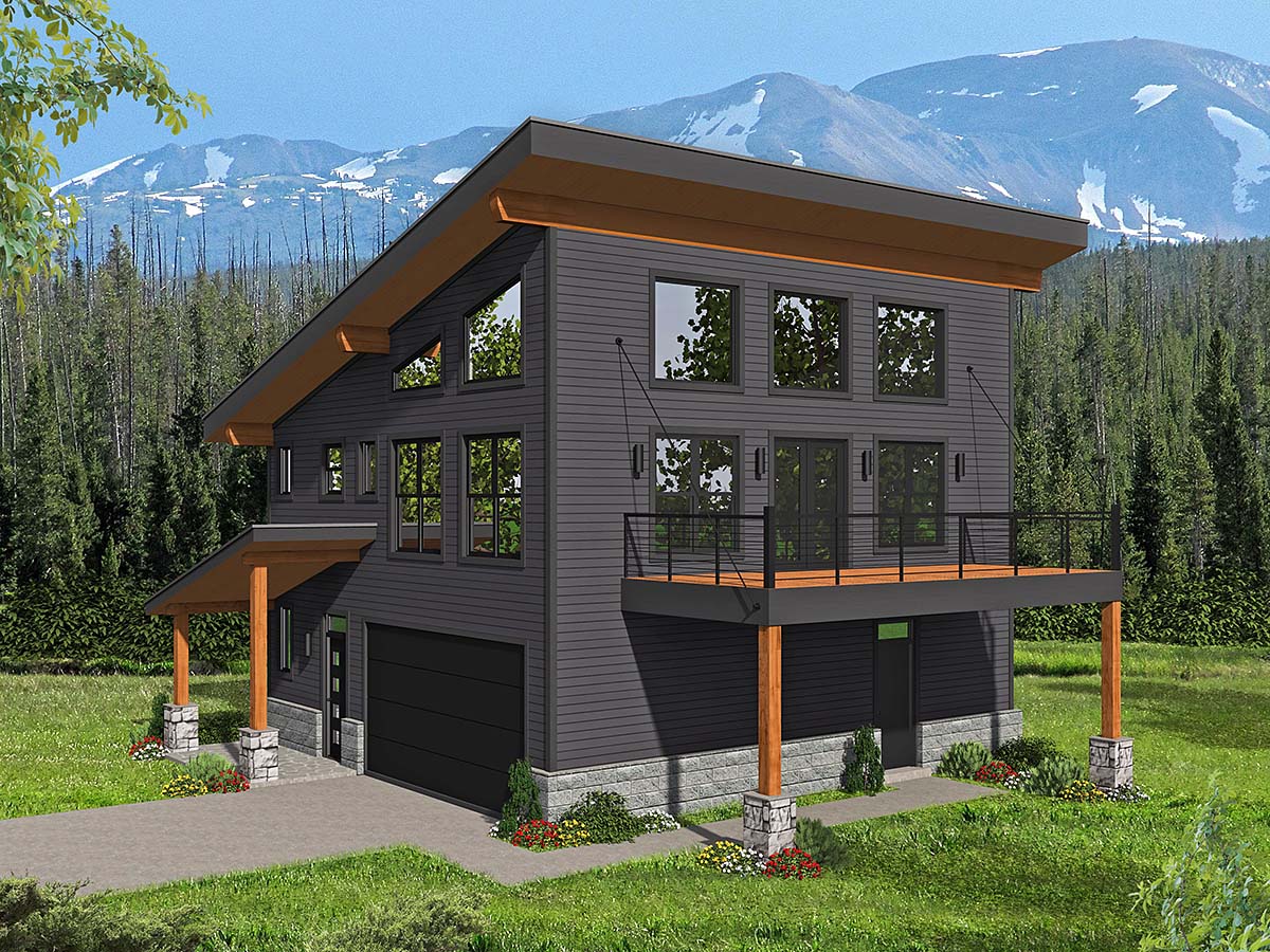 Garage-Living Plan 81504 - Modern Style with 1669 Sq Ft, 2 Bed, 2