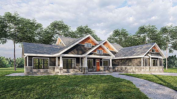 Craftsman, Traditional House Plan 81507 with 4 Beds, 4 Baths, 4 Car Garage Elevation
