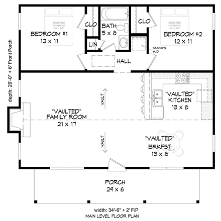 House Plan 81511 - Traditional Style with 1000 Sq Ft, 2 Bed, 1 Ba