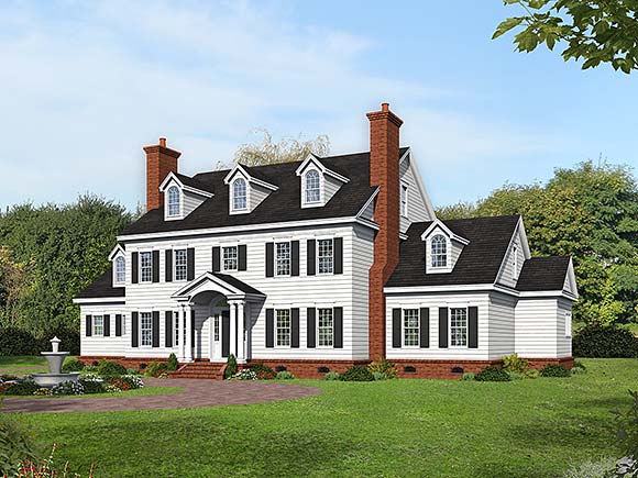 Colonial, Country, Plantation House Plan 81519 with 6 Beds, 6 Baths, 3 Car Garage Elevation