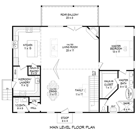 Country, Traditional House Plan 81522 with 3 Beds, 3 Baths First Level Plan