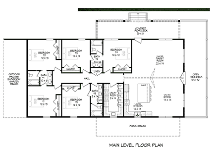 Country, Ranch, Traditional House Plan 81528 with 7 Beds, 5 Baths First Level Plan