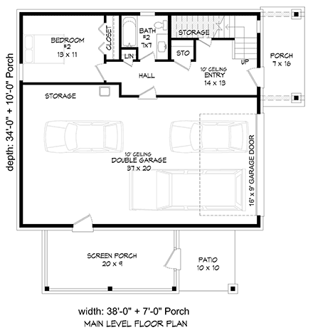 Contemporary, Modern House Plan 81529 with 2 Beds, 3 Baths, 3 Car Garage First Level Plan
