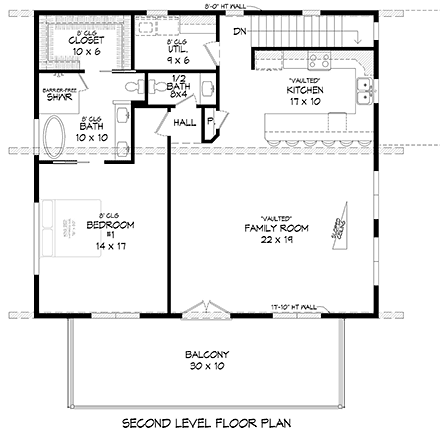 Contemporary, Modern House Plan 81529 with 2 Beds, 3 Baths, 3 Car Garage Second Level Plan