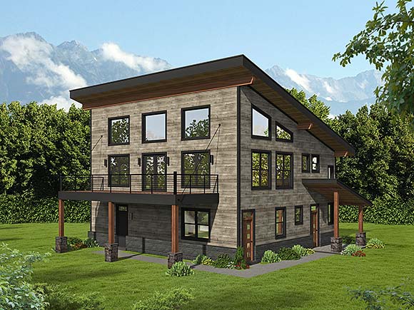 Cabin, Contemporary, Cottage House Plan 81535 with 2 Beds, 2 Baths, 3 Car Garage Elevation