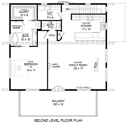 Garage-Living Plan 81542 - Contemporary Style with 2417 Sq Ft, 2