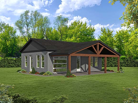 Contemporary House Plan 81544 with 1 Beds, 2 Baths Elevation