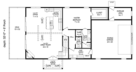 Cabin, Country, Prairie, Ranch, Traditional House Plan 81550 with 3 Beds, 3 Baths, 2 Car Garage First Level Plan