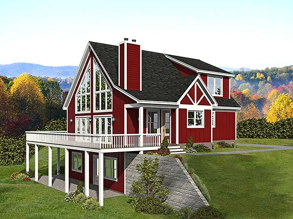 Cabin, Country, Prairie, Traditional House Plan 81553 with 3 Beds, 4 Baths Elevation