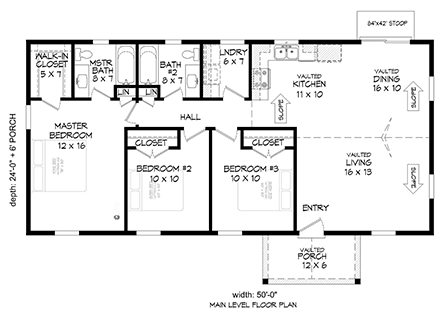 Country, Farmhouse, Ranch, Traditional House Plan 81554 First Level Plan