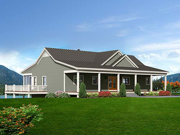 Country, Farmhouse, Ranch, Traditional House Plan 81558 with 2 Beds, 2 Baths, 1 Car Garage Elevation