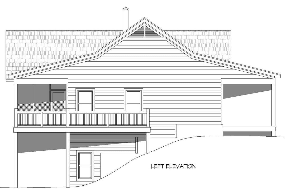 Country, Farmhouse, Ranch, Traditional Plan with 1740 Sq. Ft., 2 Bedrooms, 2 Bathrooms, 1 Car Garage Picture 3