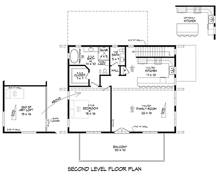 Contemporary, Modern Garage-Living Plan 81560 with 3 Beds, 4 Baths, 2 Car Garage Second Level Plan