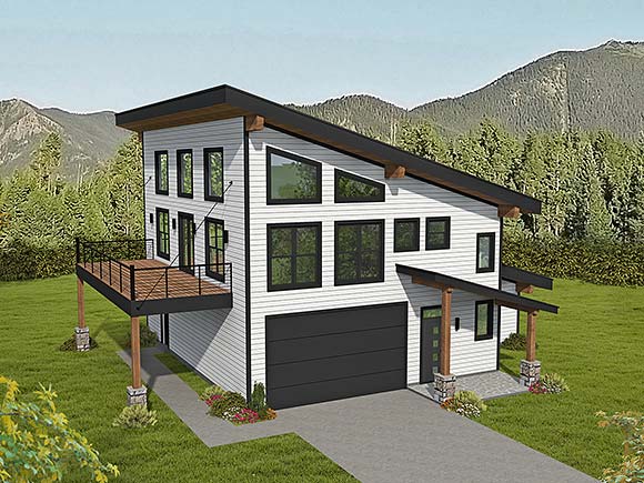 Contemporary, Modern Garage-Living Plan 81560 with 3 Beds, 4 Baths, 2 Car Garage Elevation