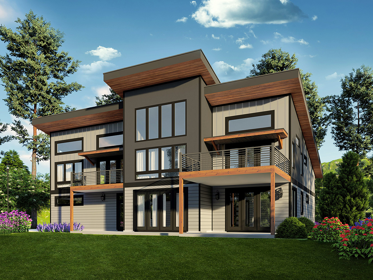 Contemporary, Modern Plan with 2985 Sq. Ft., 3 Bedrooms, 4 Bathrooms Rear Elevation